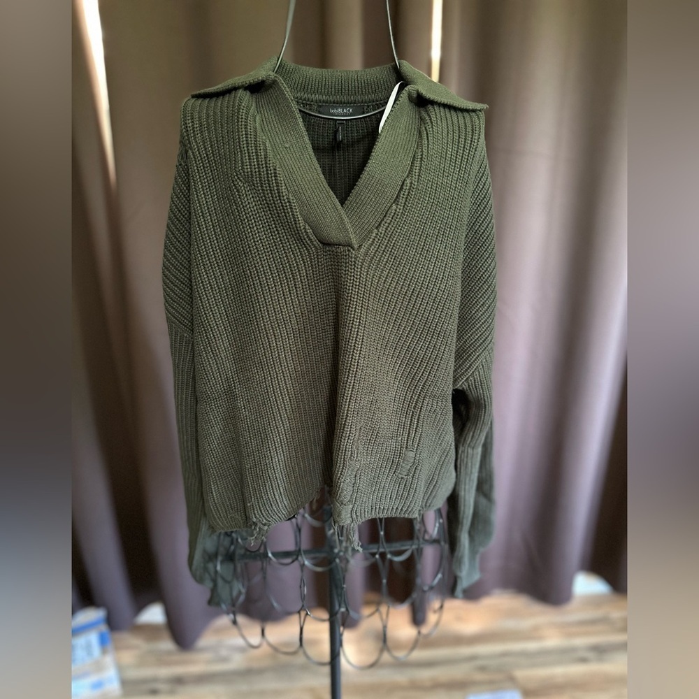 Bobi black Distressed crop sweater​​
